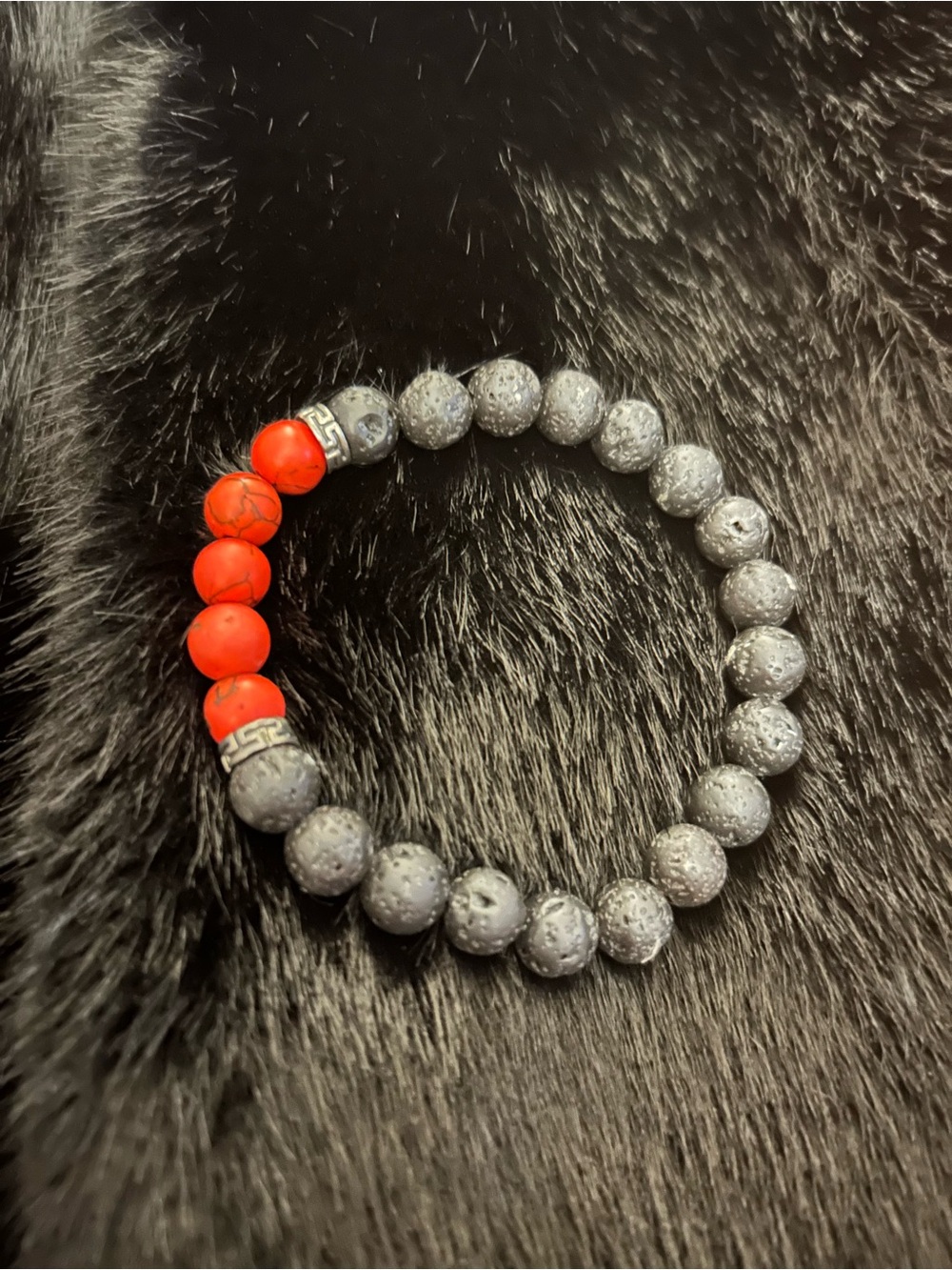 Red and black Beaded Stretch Bracelet - Women Jewelry